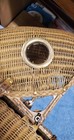 Antique Wicker Victorian Baby Stroller- Wicker  Wood  7 Metal Base And Wheels