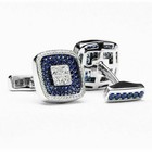 3ct Round Cut Lab-created Sapphire Men s Wedding Cufflink 14k White Gold Plated