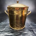 Everlast Vintage Ice Bucket Solid Brass Teak Mcm Barware Pyrex Usa