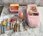 Vintage Playskool Loving Family Dollhouse Figures Mom Dad Baby Furniture Car Lot
