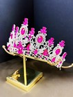 Silver Crystal Tiara  Bridal Flower Tiara  Fuchsia Crystal Tiara  Wedding Tiara