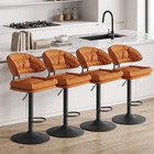 Set Of 2 Bar Stools Adjustable Swivel Pu Leather Counter Height Chairs Kitchen