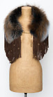 Feldur Verkst    i Fur Collar W suede Leather Fringe  Silver Fox Dyed Brown   Blue