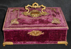 Rare Antique French Napoleon Iii Silk Velvet Jewellery Casket C1870