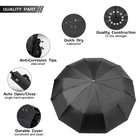 Szhlux Travel Umbrella 12 Ribs Compact Windproof Folding Black