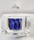 Blown Glass Hanukkah Dreidel  Qfkris clear W  Blue Crushed Diamonds Crystal  New