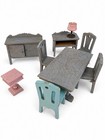 Mixed Lot 28 Vintage Strombecker Pastel Miniature Dollhouse Furniture 30s 40s
