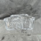Vintage Crystal Clear Cut Glass Butterfly Trinket Dish Jewelry Box With Lid