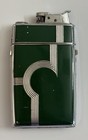 Working  Evans Trig-a-lite Green Enamel Art Deco Cigarette Case   Lighter Combo