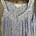 Eileen West Nightgown Womens Large Blue Floral Sleeveless Cotton Cottagecore