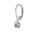 925 Silver Clear Round Dangle Leverback Earrings Made With European Crystals 