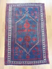 Antique Blue 1900s Carpet Rug Ancient Pattern Hand Knotted Rug Natural Wool Rug