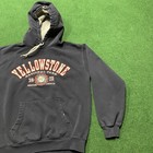 Vintage Yellowstone National Park Hoodie Mens M Blue Wyoming Nature Sweatshirt