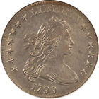 1799  1 Draped Bust Dollar - Anacs Au-50  7x6 Stars  Old White Holder 