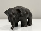 Small Antique Japanese Meiji Period Patinated Bronze Okimono Of An Elephant