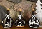 Handmade Winter Holiday Christmas Scenes Decorative  3   Bottles W fairy Lights