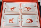 Hermes Ashtray Set Of 4 Dog Design Porcelain Tableware Mint Gift