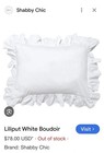 Vintage Shabby Chic Couture Boudoir Pillow Ruffle Sham Liliput White