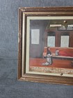 Antique Mexican Retablo  On Tin  Posted On A Wooden Frame 