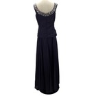 Mother Of The Bride Sz 24 Plus Navy Blue Satin Beaded Party Maxi Dress New B60