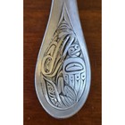 Vintage  80 s Pewter Indigenous Northwest Coast Totem Pole Formline Raven Spoon