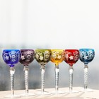 Boho Wedding Water Wine Goblet Hand Cut Color Crysta  Glasses Set Of 6 Stemware