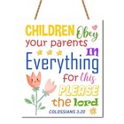 Gwisml Children Obey Your Parents Colossians 3 20 Wooden Hanging 