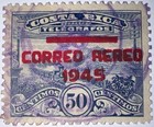 Travelstamps  Costa Rica Air Mail Stamp Sc  C118 - Telegraph Overprint 50c Used