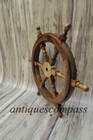 Nautical Wooden Ship Steering Wheel Pirate Decor Wood Brass Fishing Wall Boat 
