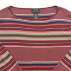 Lauren Ralph Lauren Linen Blend Sweater Women Xl  Striped 3 4 Sleeve Boat Neck