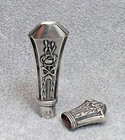 19c  Art Nouveau French Sterling Silver Sewing Needle Case Holder Rose Floral
