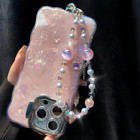 Phone Charm With Crystal handpainted Bead  Kawaii Hands-free Wrist Strap For Wom