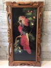 2 Vintage Wood Carved Framed Real Feathered Birds Wall Hangings- Mexico