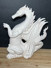 Vintage Winged Dragon Unpainted Plaster Ceramic Figurine Fantasy Mythical 9 