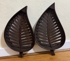 Vintage Carved Wooden Leaf Dish Decor Lot Of 2