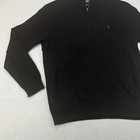 Polo Ralph Lauren Men   s Large Black Quarter Zip Cotton Sweater Purple Pony