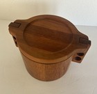 Mid Century Modern Birgit Krogh Staved Teak Ice Bucket By Woodline Orange Insert