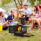 Portable Wood Burning Stove Mini Heater Burner With Pot Rack   Oven Pan