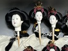 Japanese Doll Set  426 Vtg Hina Geisha Samurai Bunraku Puppet Figure Heads Faces