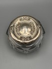 Antique Sterling Dresser Jar Cut Glass Vanity Jar 4    Large
