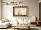 Xingorrie Vintage Gold Frame Sailboat Canvas Wall Art -nautical Watercolor Paint