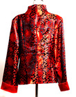 Oriental Women Jacket Red Black Toggle Front Closures Long Sleeve  Size Xxl