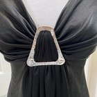 Cache Black V Neck Silver Hammered Buckle Empire Tank S Nwot