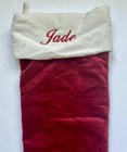 Pottery Barn Classic Velvet Christmas Stocking  jade  Red Ivory Large New Gift