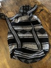 New York Yankees Ny Logo Striped Drawstring Backpack  Black   White  Adjustable