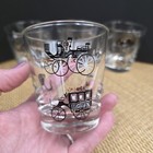 Libbey Rocks Glasses Set Of 4 Black Gold Carriage Stagecoach Mcm Barware 3 25 