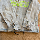 Rare Coca-cola By Joyrich Blue Denim Jacket Green Logo 2017 Baggy Xl Y2k