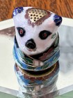 Vtg Cloisonne Brass Panda Thimble  Figural Animal Sewing Notion Collectible Art