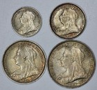 1895 Great Britain Victoria Veiled Head Silver Maundy Set With Box