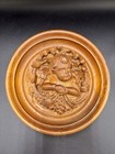2 Antique Hand Carved Relief Wooden Oak Cherubs Putti Wall Plaques Medallions